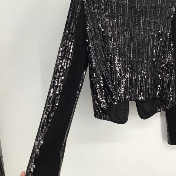 Cache Women’s Cropped Sequined Jacket Stretch Party Holiday NWT Size Large - Picture 6 of 11